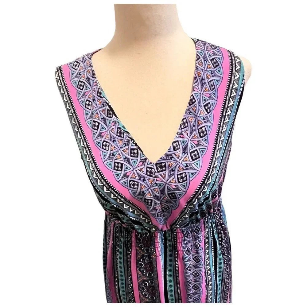 Soma Aqua Raspberry Patterned Small Sleeveless Vn… - image 5